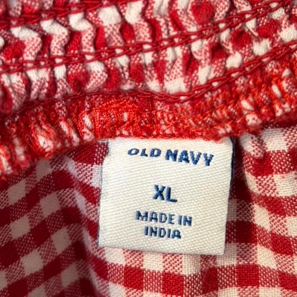 Old Navy Red Gingham Mini Dress with Embroidered Hem - Picture 4 of 8